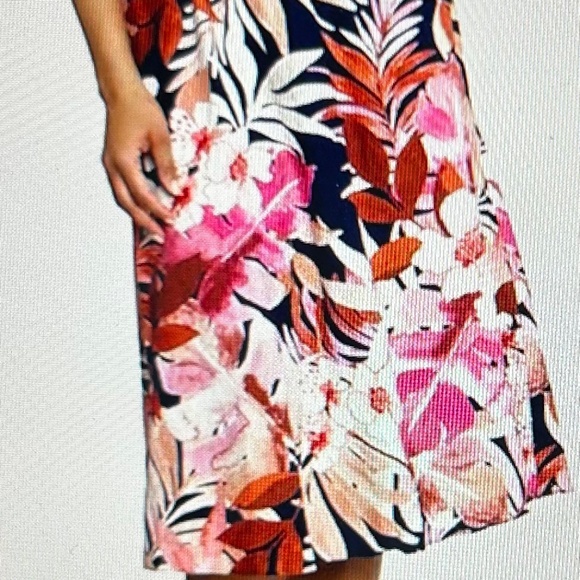 NWT Maggy London Tropical Floral Linen Halter Dress Midi Dress Cinched Waist - Picture 3 of 3